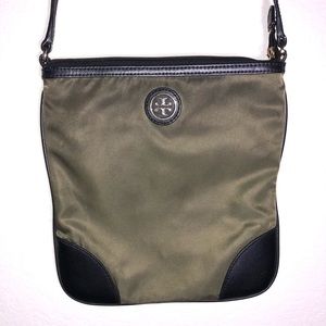 Tory Burch olive green nylon canvas bag